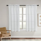 2PCS  rod pocket type Tulle Sheer Voile with window curtains