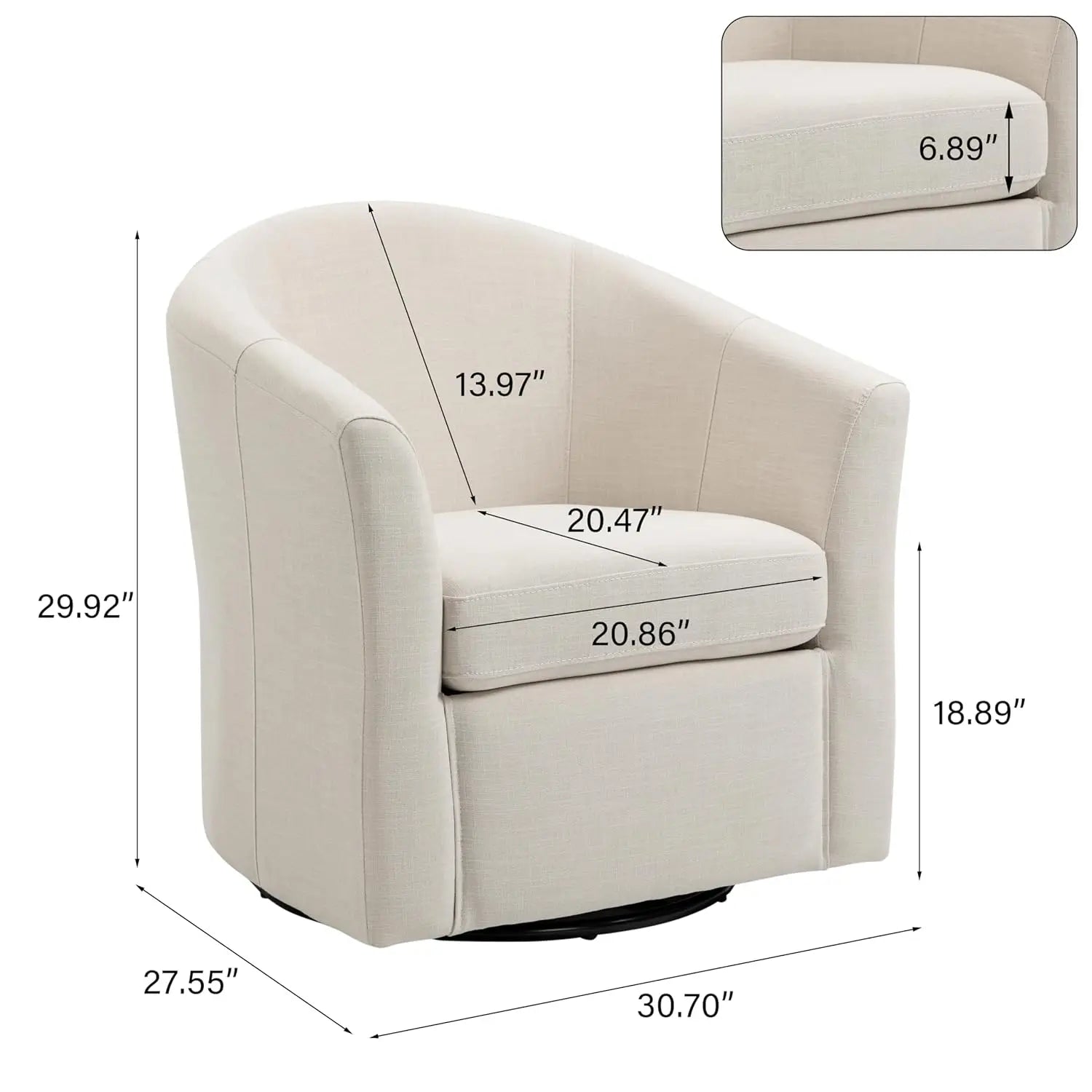 360° Swivel Barrel Accent Chairs Set of 2