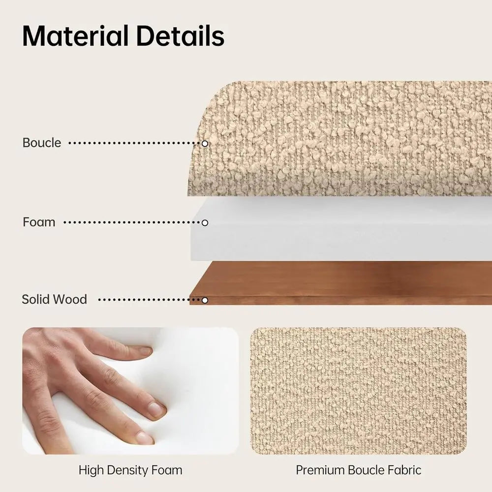 51.8” Modern Upholstered Bedroom Bench with Arms