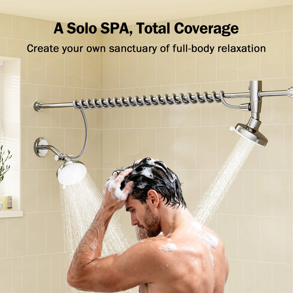 Dual Shower Head with Original Adjustable Slider, High Pressure Double Shower Head for Two