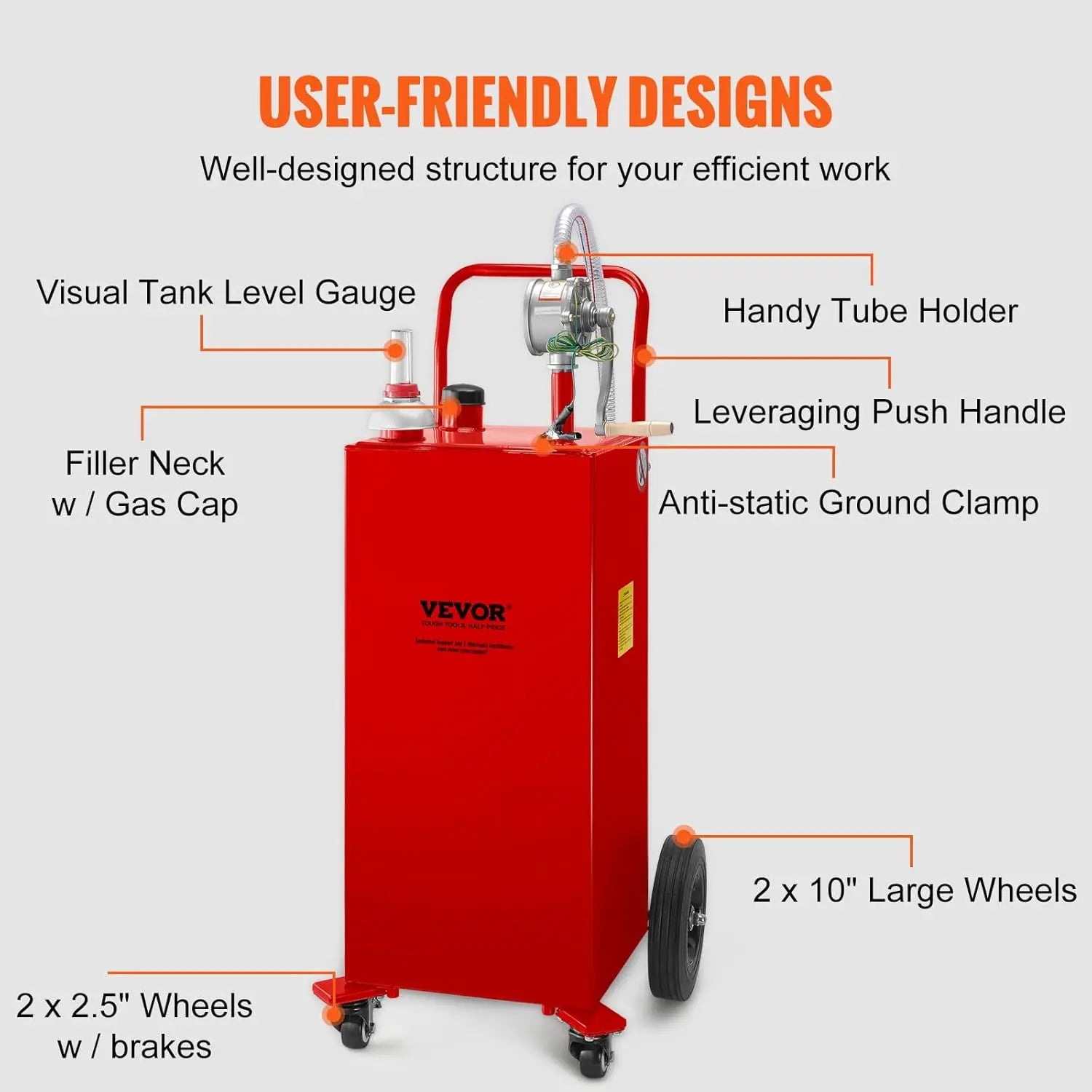 Fuel Caddy 35 Gallon, Gas Storage Tank on 4 Wheels, with Manual Transfer Pump