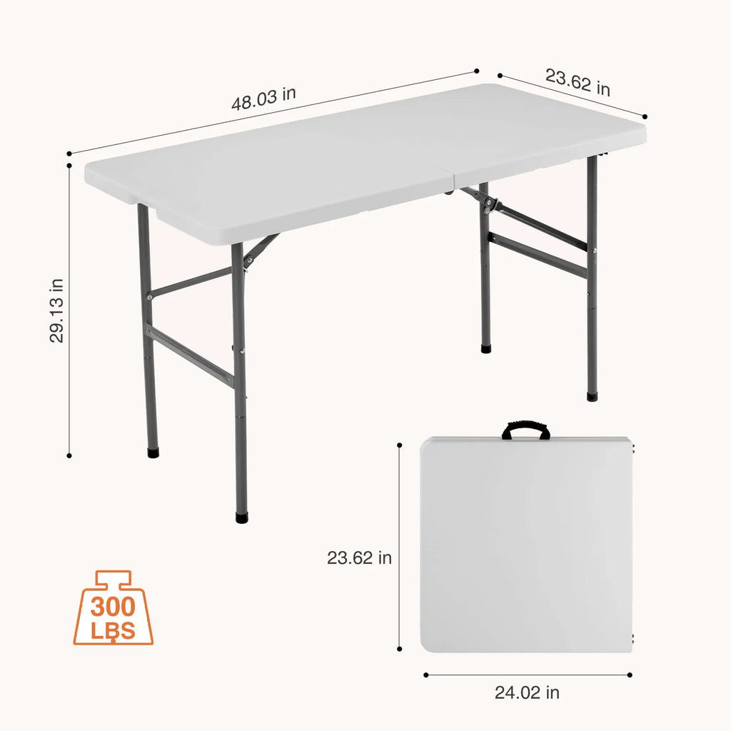 4/6/8 FT Portable Folding Outdoor Indoor Heavy Duty Table with Carrying Handle Safety Lock For Camping Picnic Dining