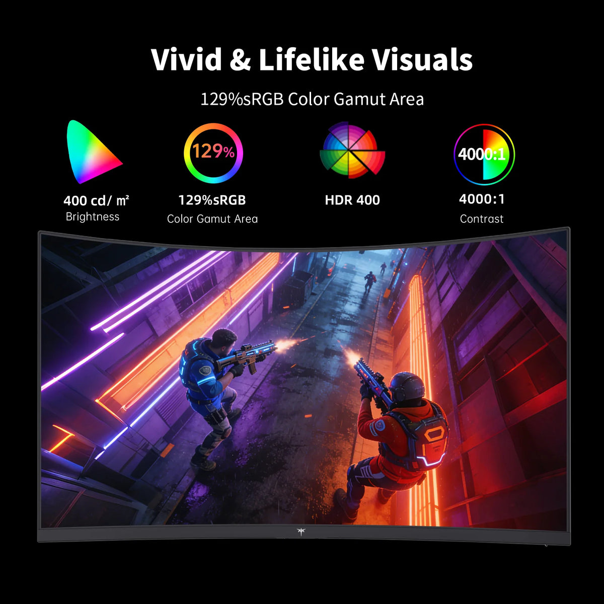 27" Curved Gaming Monitor, 1440P QHD 144Hz 120Hz Monitor 1500R HVA Panel, HDR400, Adaptive Sync, 400nits