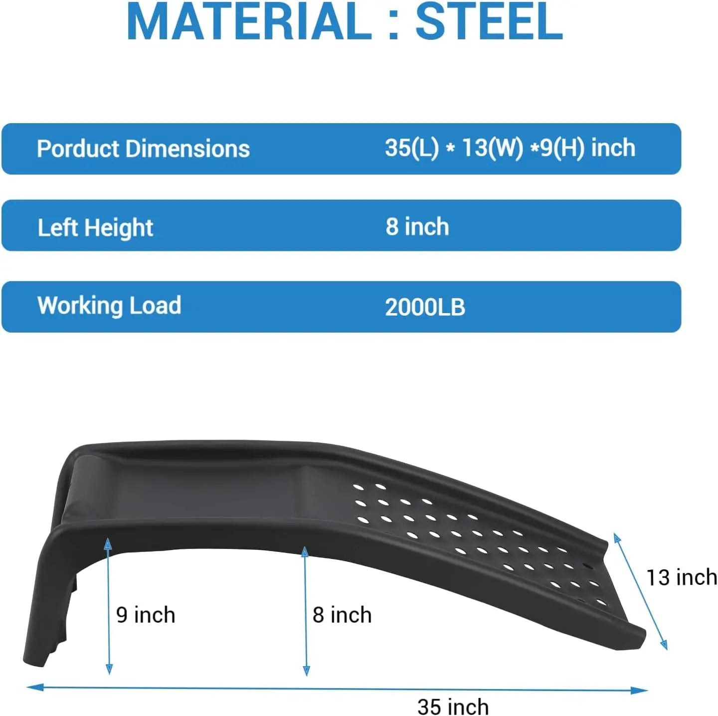 2 Pack Steel Car Ramps 8000 Lbs Capacity 8 Inch Max Lift Height Auto Ramp