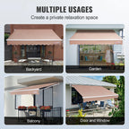 Manual Retractable Awning Outdoor Awning Retractable Sun Shade Water-Resistant Polyester Patio Door Window for Backyard