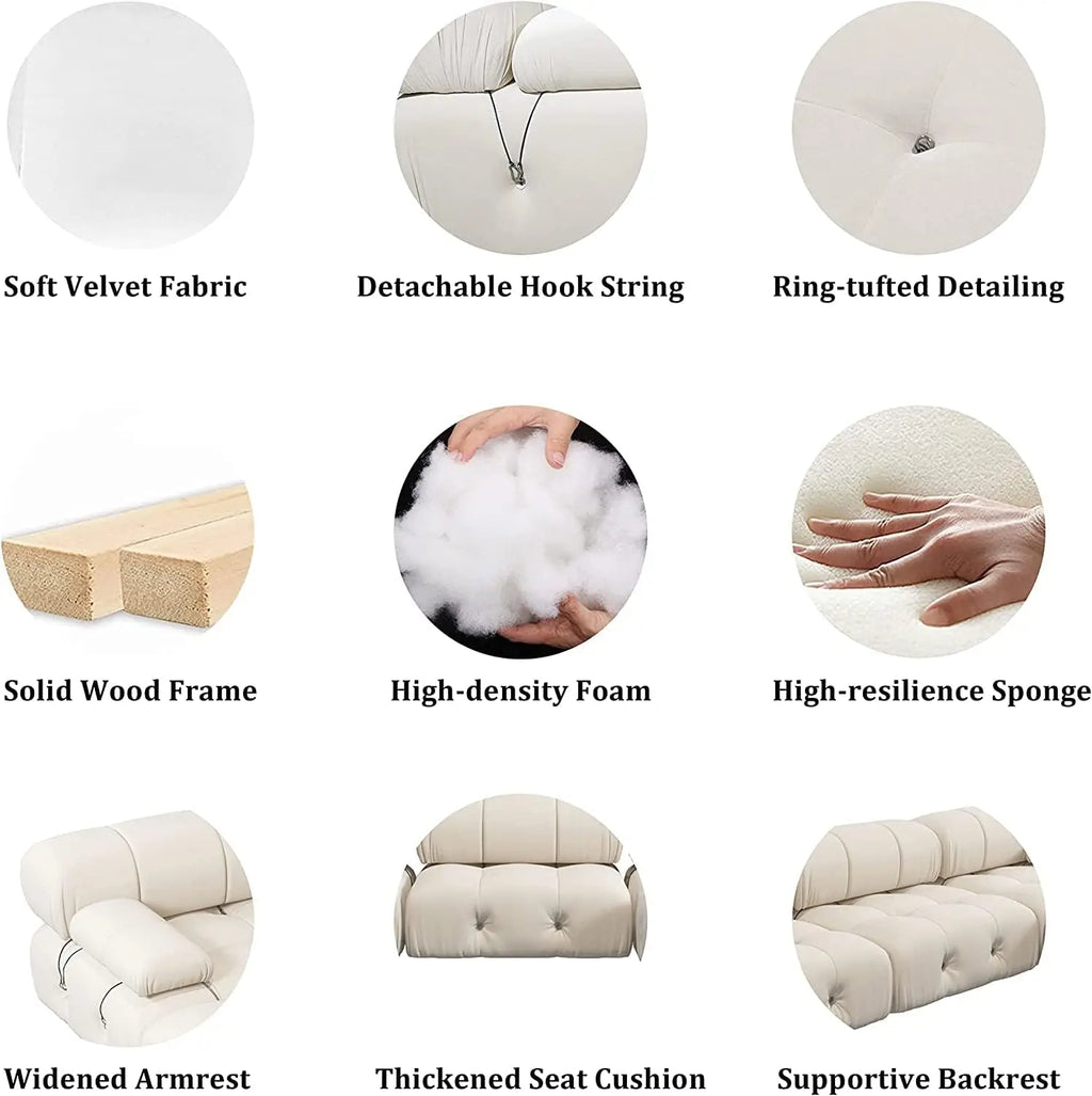 104" Modern Velvet Convertible Couches 3 Seats