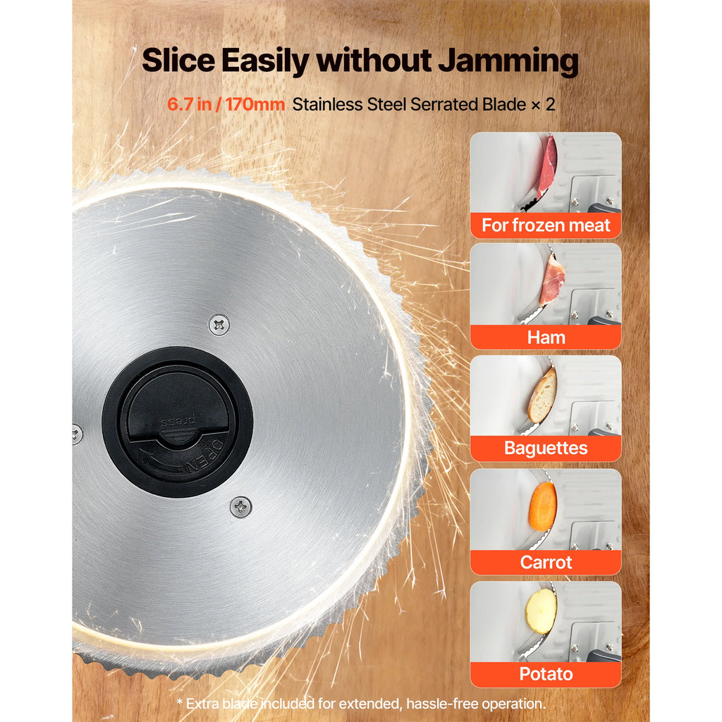 Electric Deli Slicer Machine with two SUS420 Blades Home Food-Slicer