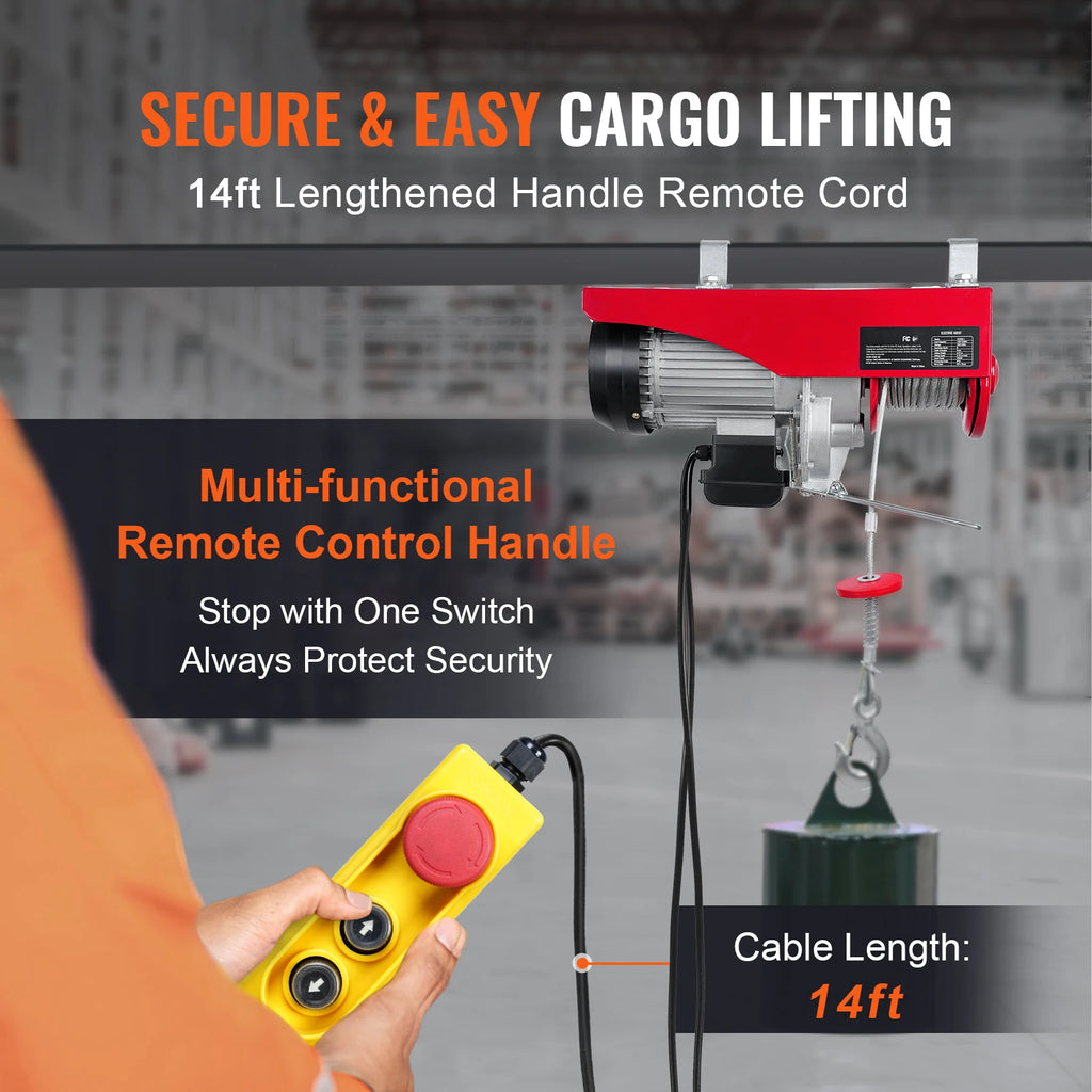 200-800kg Electric Hoist with Wired/Wireless Remote Control Lifting Crane Cable Hoist