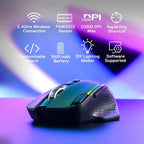 Pro Wireless Gaming Mouse w/ Rapid Fire Key, 8 Macro Buttons, Black/White Mouse