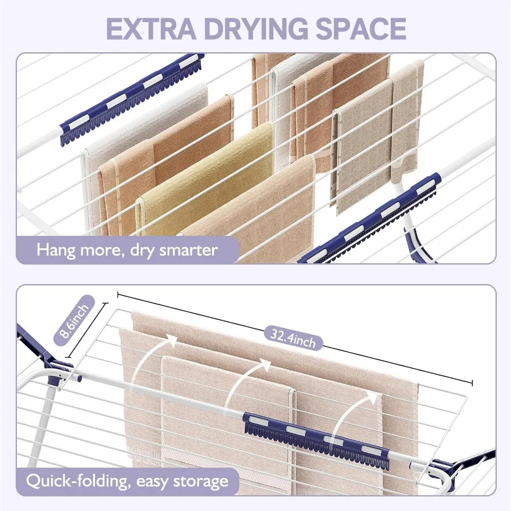 Foldable Drying Rack, Large Space, with Sock Clips