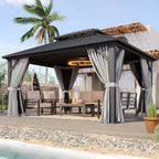 Hardtop Gazebo 10x12, Aluminum Frame Canopy with Double Galvanized Steel Roof