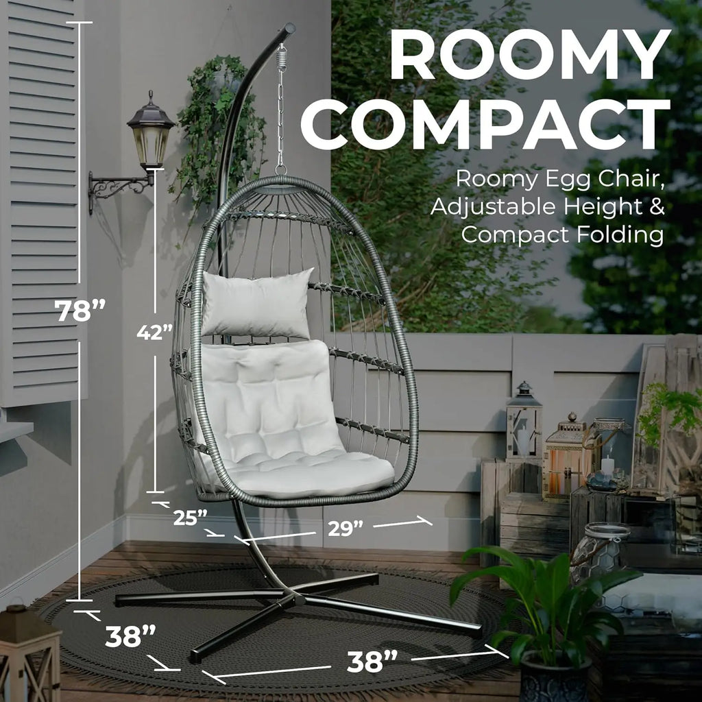 Indoor/Outdoor Swing Hammock Chair with Plush, Washable Cushions, 350LBS Capacity