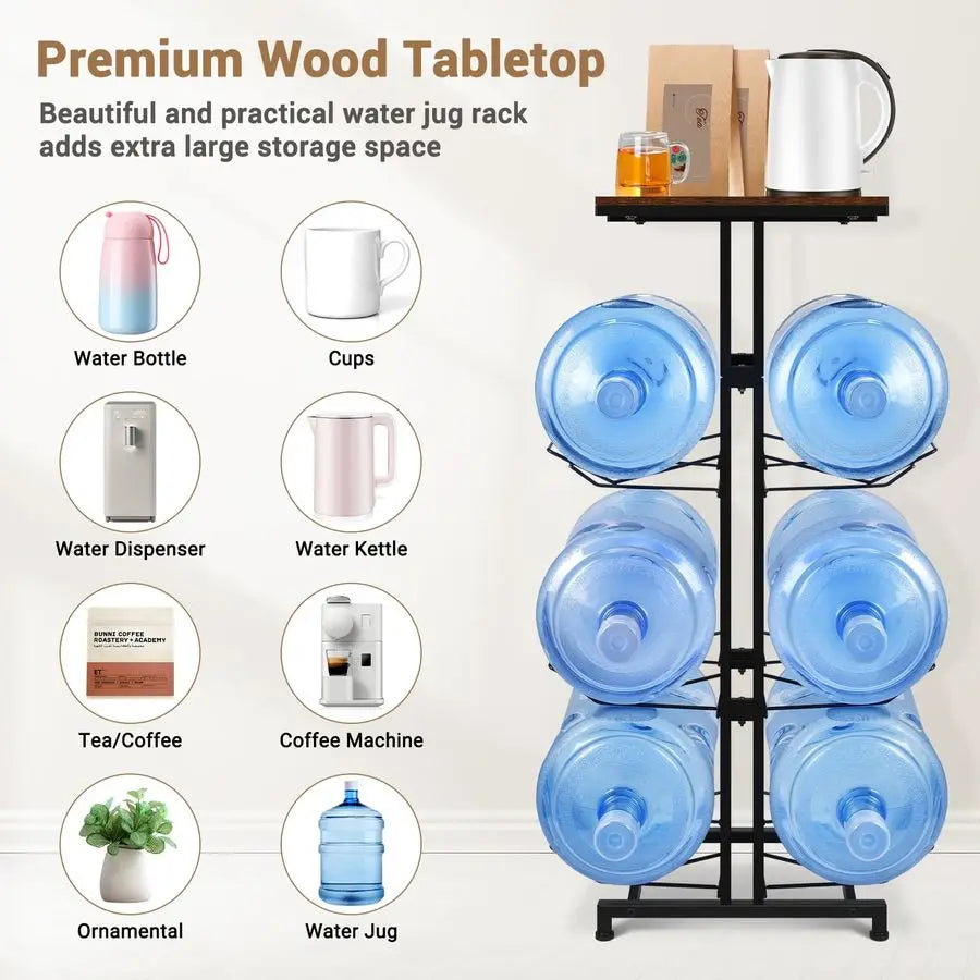 Heavy Duty Water Jug Stand with Storage Shelves