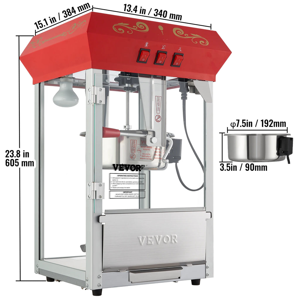 Electric Popcorn Maker Automatic Corn Cookware with Scoop Spoon