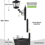 2-Pack Outdoor Solar Light Posts—Solar Street Lights with Planters, Wall-Mounted/Freestanding Planter Lights, Suitable for Gardens, Yards, Pathways, and Porches