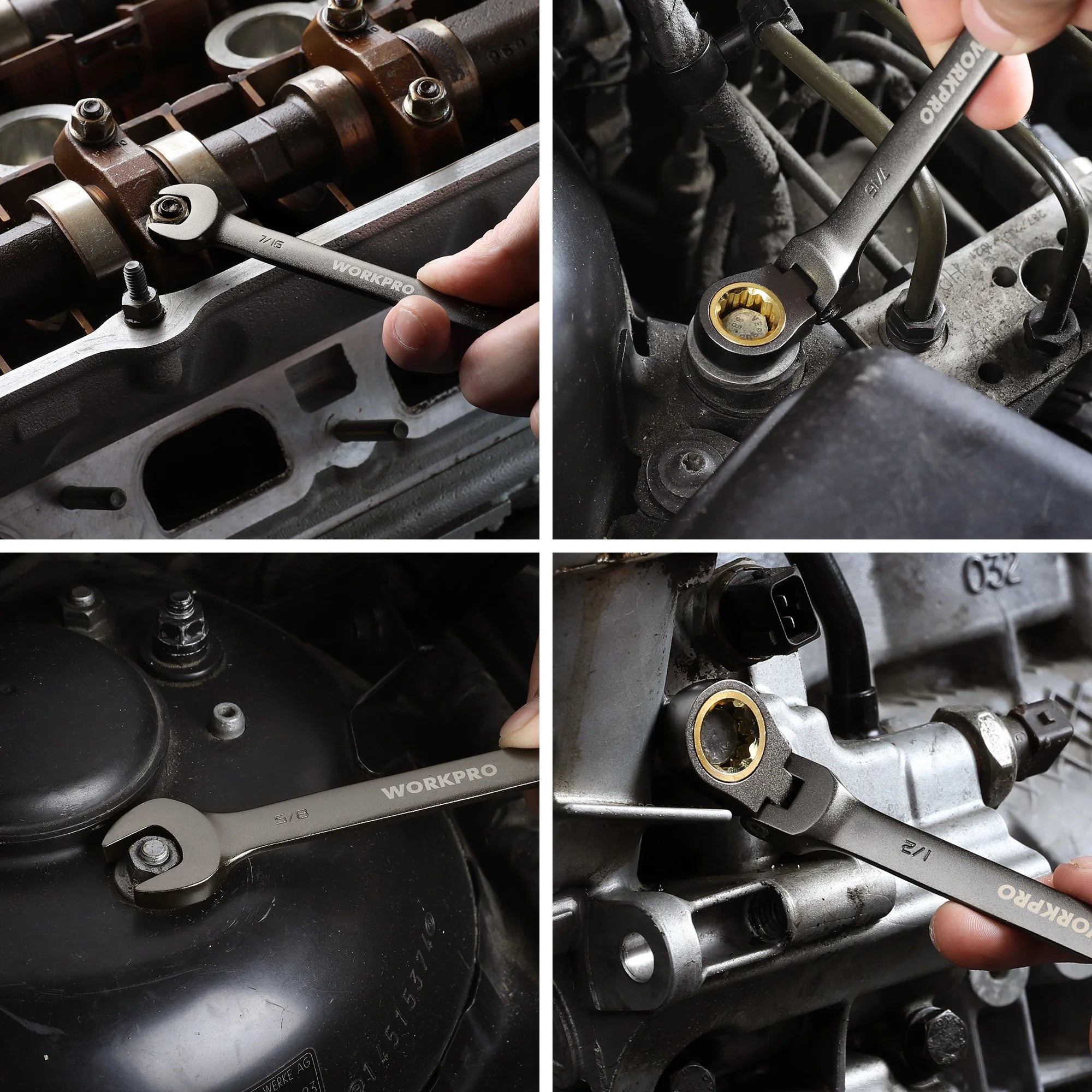 8pcs Flex-Head Ratcheting Combination Wrench Set SAE 5/16-3/4 in 72-Teeth CR-V Constructed