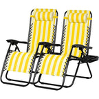 Set of 2 Relaxing Recliners Patio Chairs Adjustable Steel Mesh Zero Gravity Lounge Chair Beach Chairs with Pillow Customized
