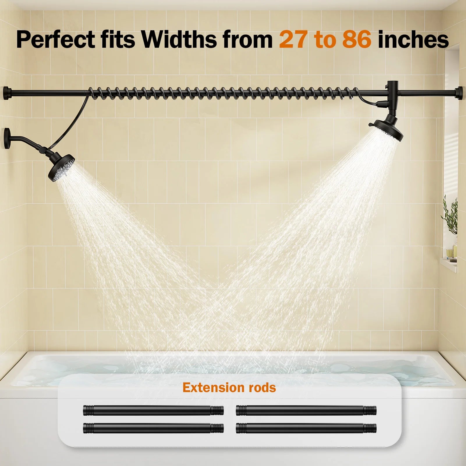 Dual Shower Head with Original Adjustable Slider, High Pressure Double Shower Head for Two