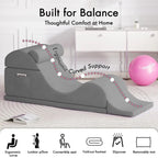 Yoga Chair for Adults, Ergonomic Foam Lounge with Lumbar Pillow, Washable Cover, Side Pocket, No Assembly Needed