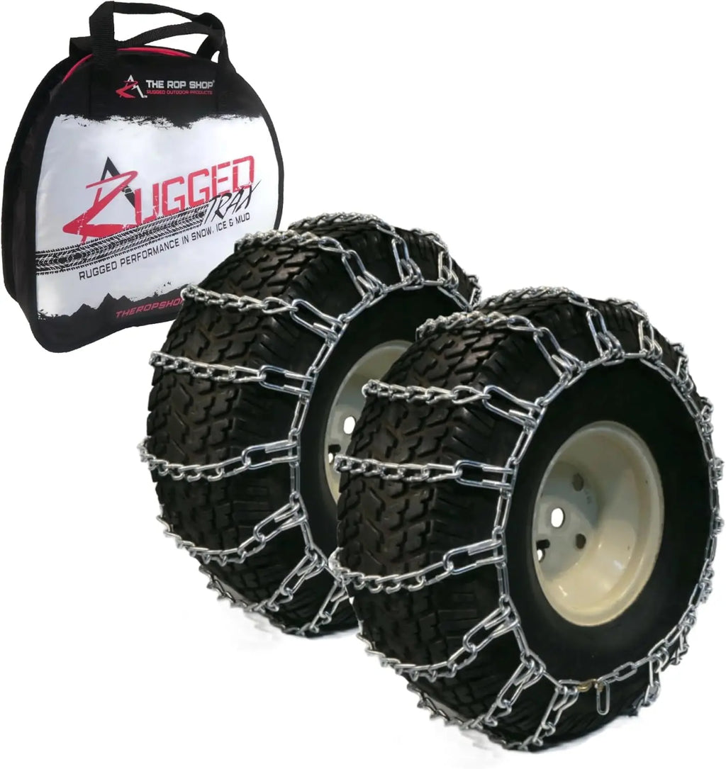 2-Link Tire Chains 20x8.00x8 for Lawn Mower Tractor Snow Mud Traction - Pair Included