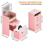 Compact Table with 3 Storage Drawers & Cushioned Stool