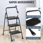 2/3 Step Ladder Stool with Anti-Slip Pedal 800lbs Capacity