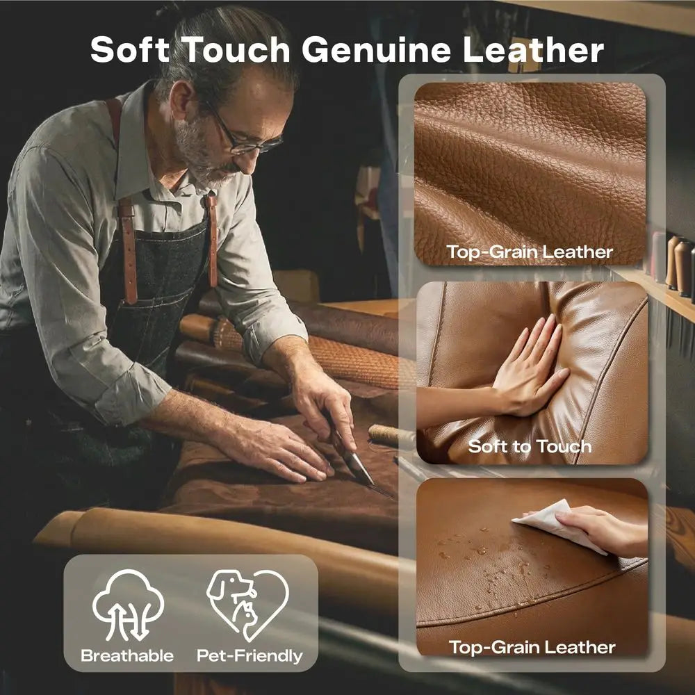 Genuine Leather Power Recliner Chairs for Adults, Zero Gravity Recliner with Power Headrest, Hidden Storage