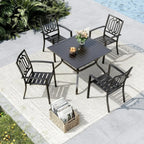 Outdoor Dining Set for 4, Patio Table and Chairs Set with Umbrella Hole