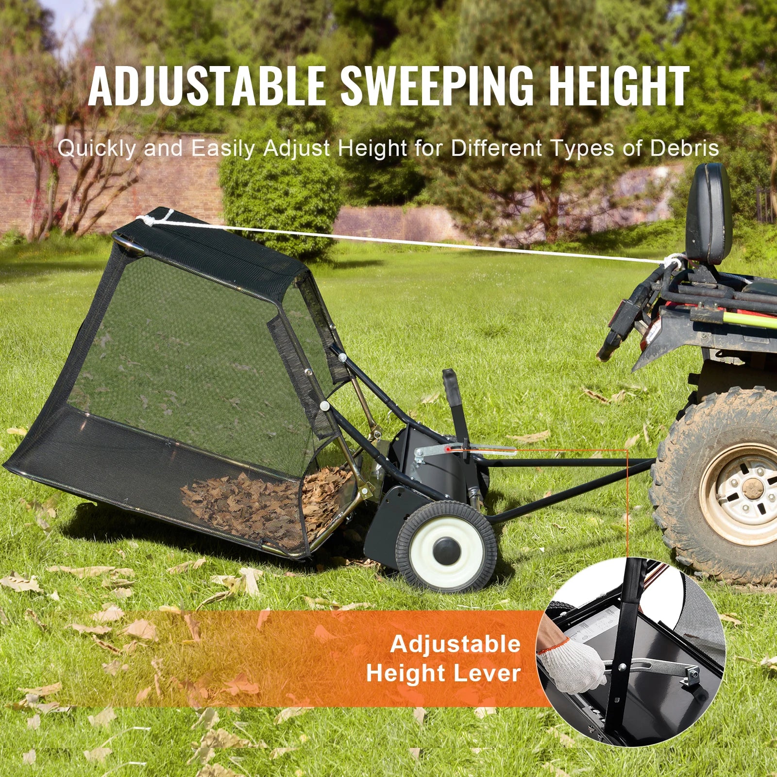 26cuft Large Pull Behind Heavy Duty Leaf Grass Collector