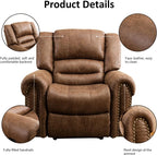 Manual Leather Recliner Chair, Classic and Traditional Recliner Chair with Comfortable Arms