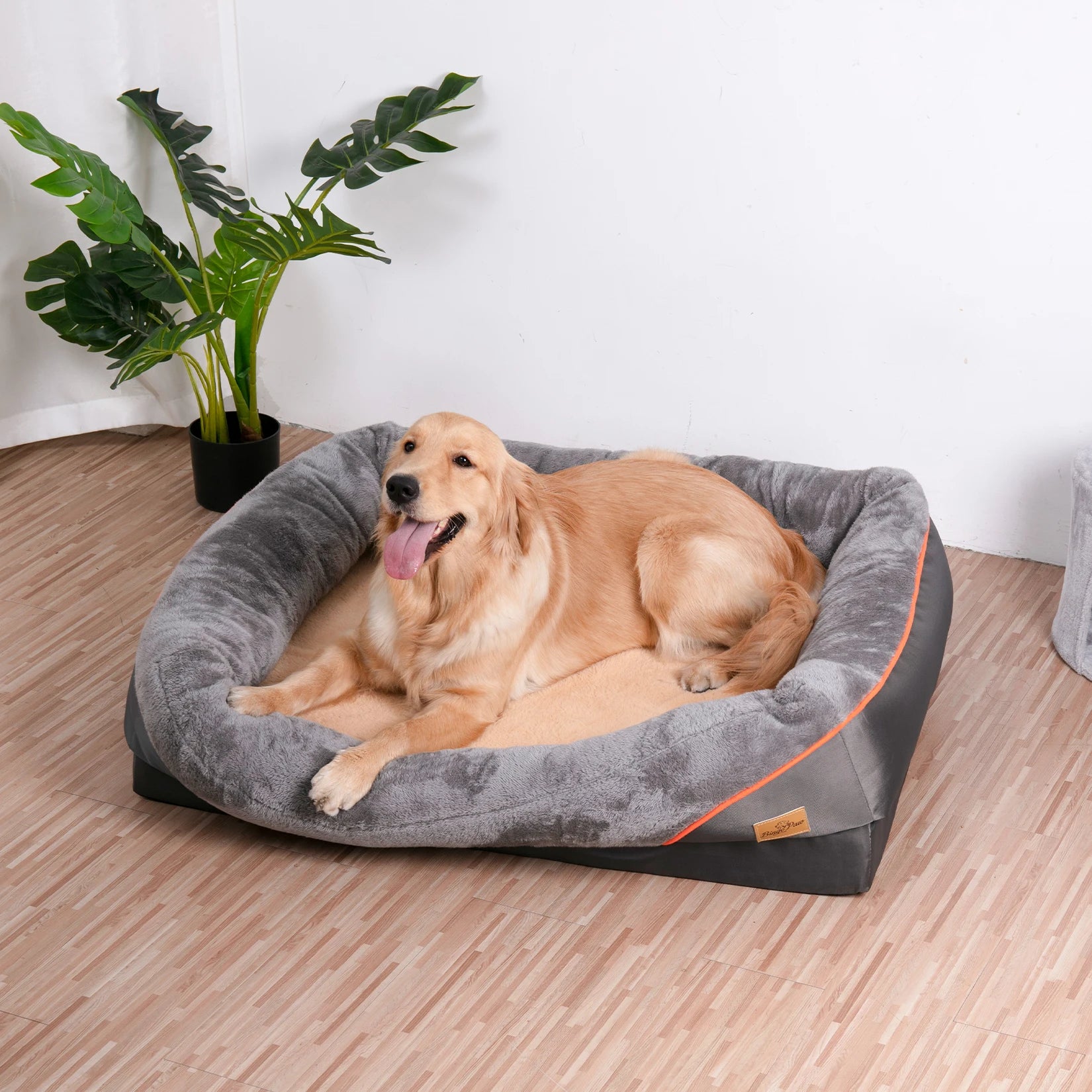 L XL 2XL 3XL Dog Bed, Super Soft Orthopedic Foam Pet Bed with Cotton-padded Bolster and Removable Cover