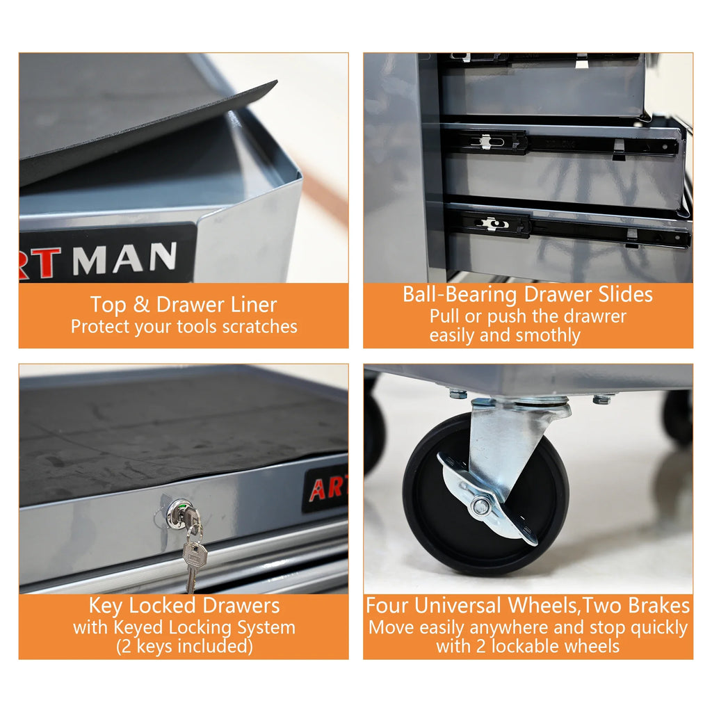 7 Drawer Rolling Tool Box with Key Lock