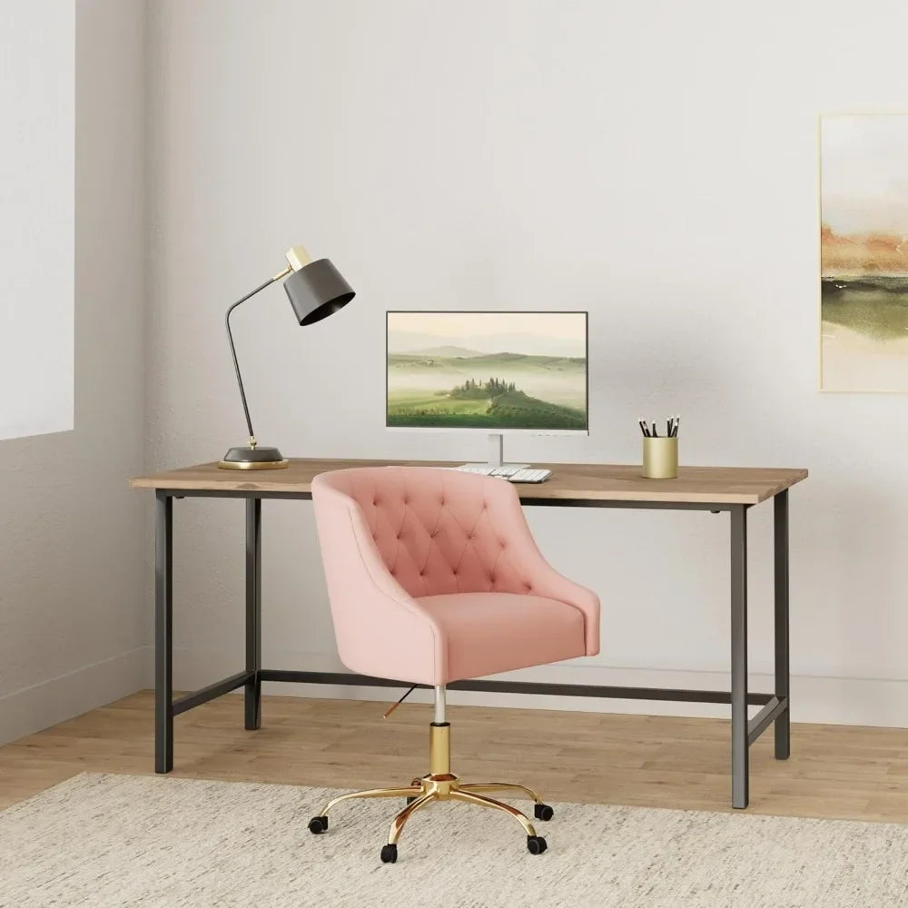 Modern Velvet Office Chair Height Adjustable Mid-Back