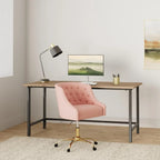 Modern Velvet Office Chair Height Adjustable Mid-Back