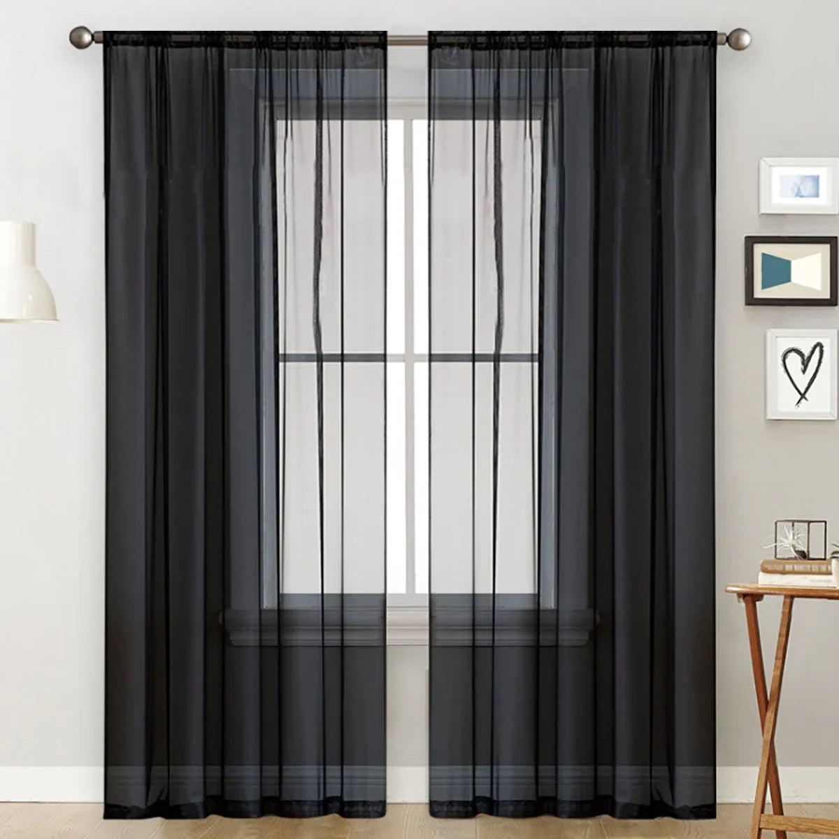 1pc Modern Solid Colour Sheer Curtain