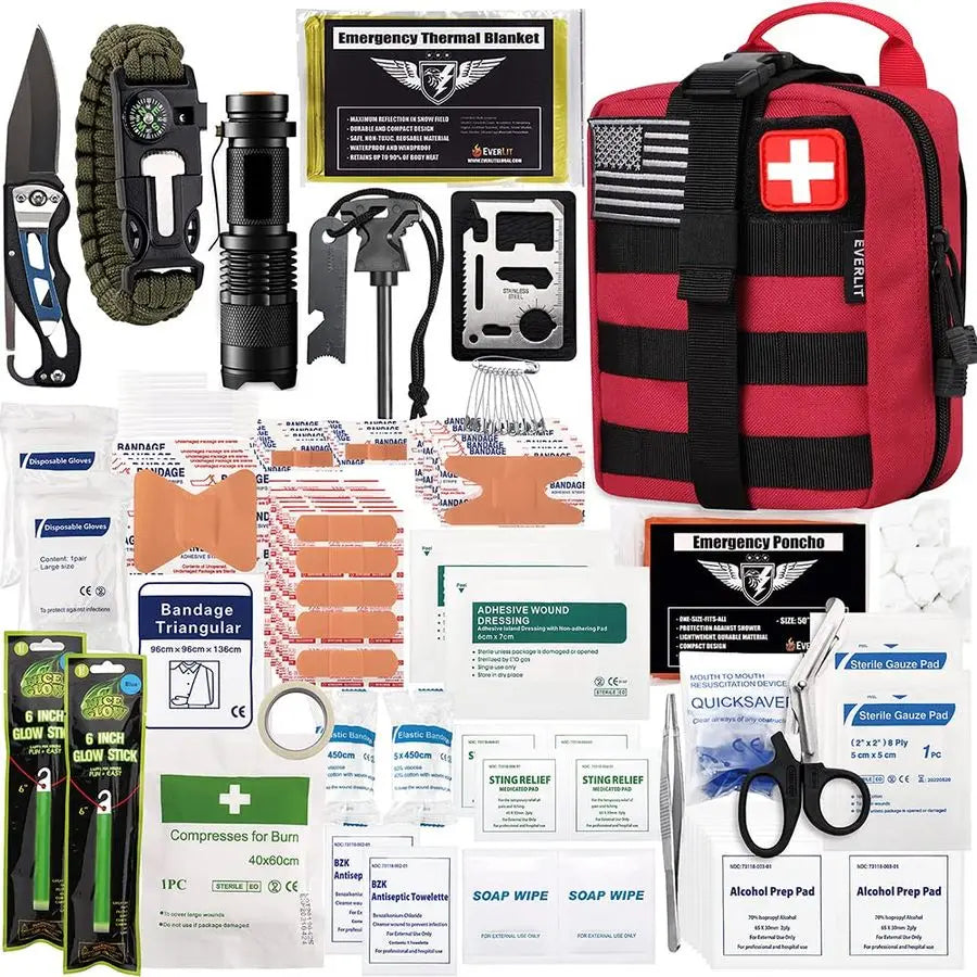 250 Pieces Survival First Aid Kit for Camping Boat Hunt