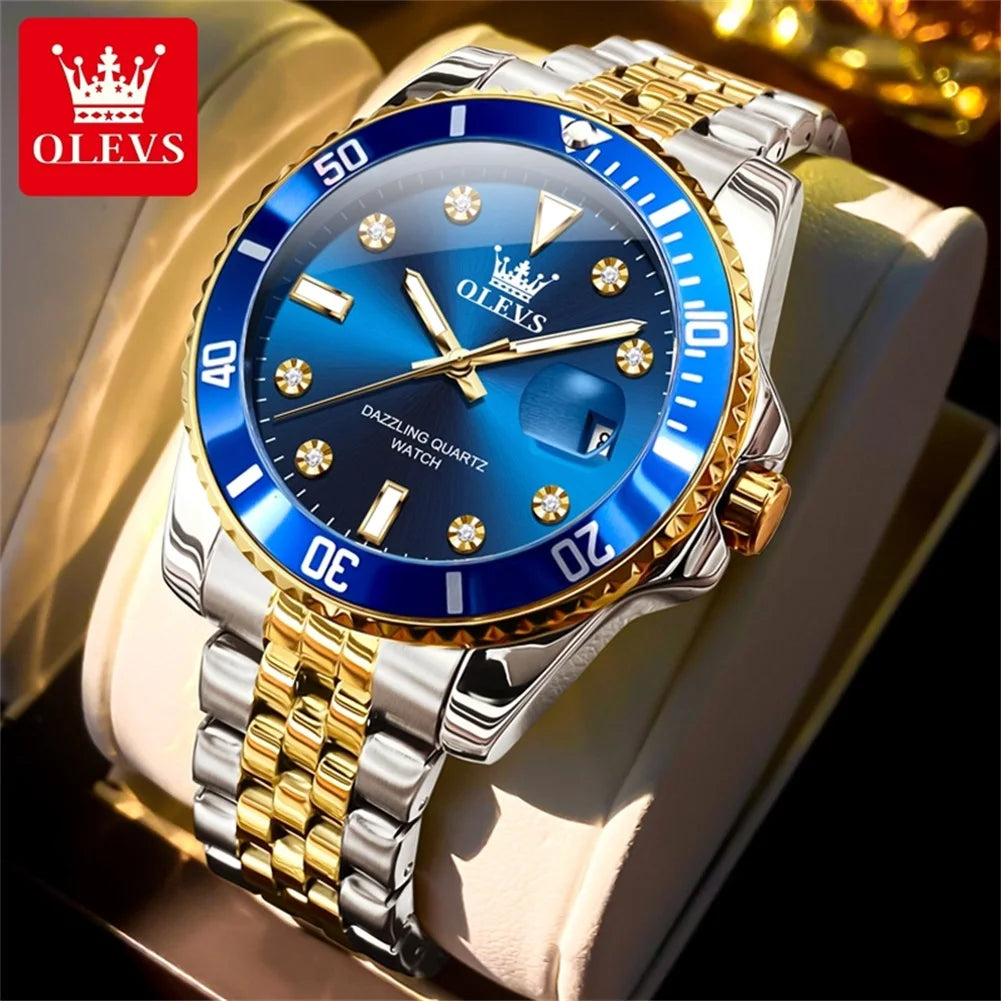 Men's Original Waterproof Automatic Date Rotation Ring Luxury Brand Diving Quartz