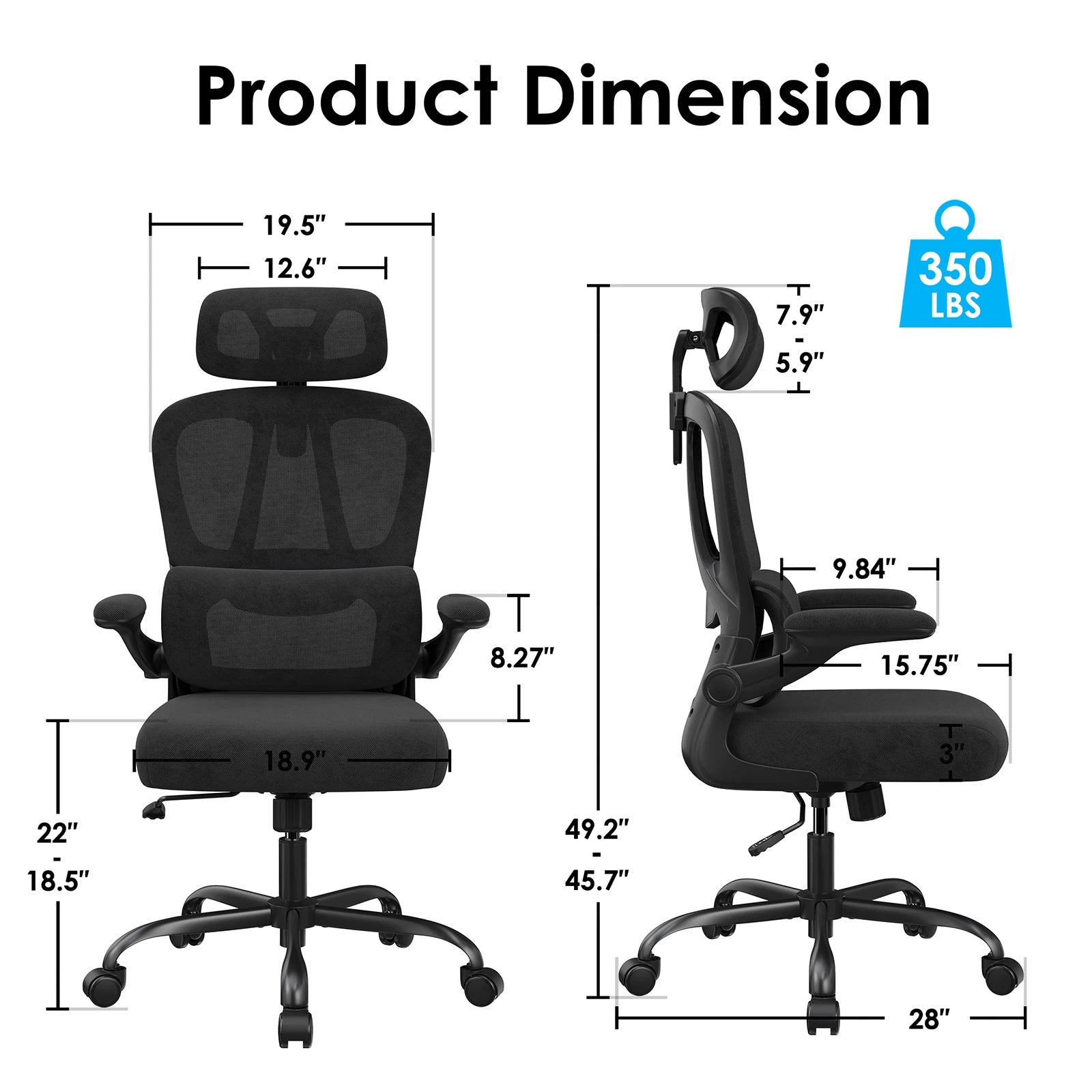 Ergonomic Office Chair, Desk Chair with Headrest and Lumbar Support