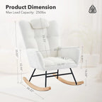 Modern Upholstered Nursery Rocking Chairs, with Side Pocket High Back