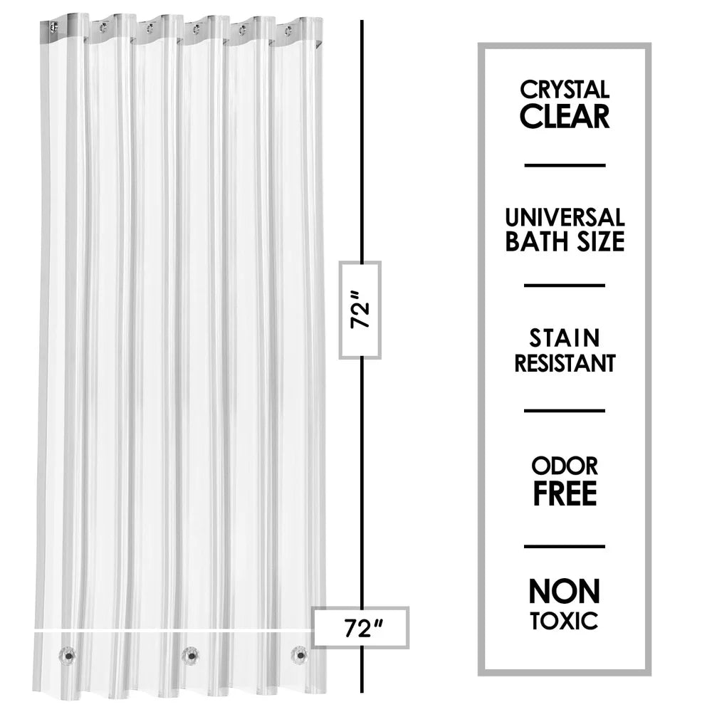 Heavy-Duty PEVA Shower Curtain Liner Mildew Resistant