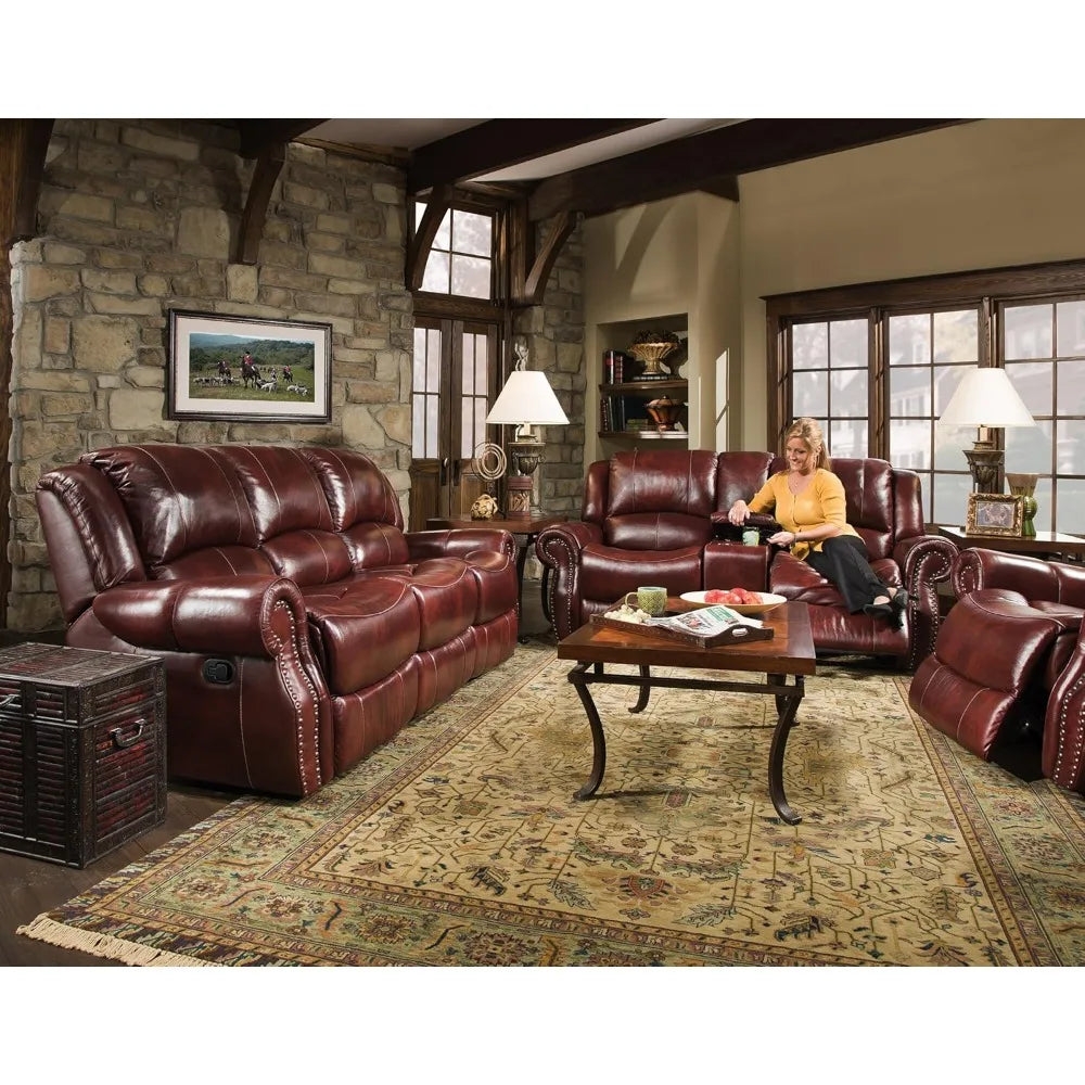 Cambridge Telluride 3 Piece Indoor Furniture Set with Deep Seating Double Reclining Sofa, Console Loveseat, and Rocker Recliner
