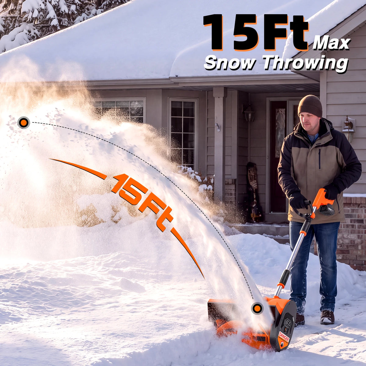Electric Snow Shovel 900W Brushed Motor 20V Cordless Snow Blower 2*4000mAh Rechargeable Battery Powered Handheld Snow Thrower
