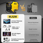 160A 4-in-1 AI Welding Machine: Dual Voltage MIG/TIG/Stick Welder with Smart Control for Home and Auto Repair