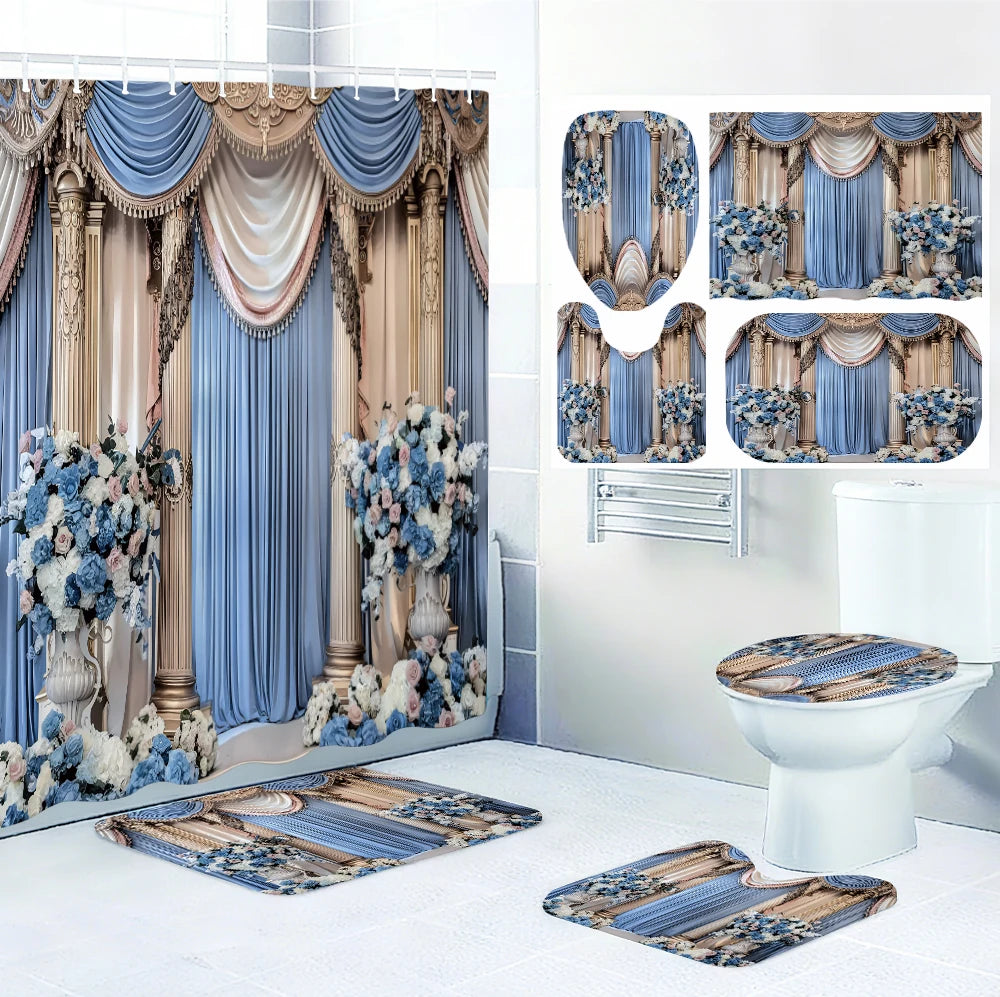 Indoor curtain bathroom four-piece set - Avant-garde waterproof shower curtain, creating a complete bathroom suite