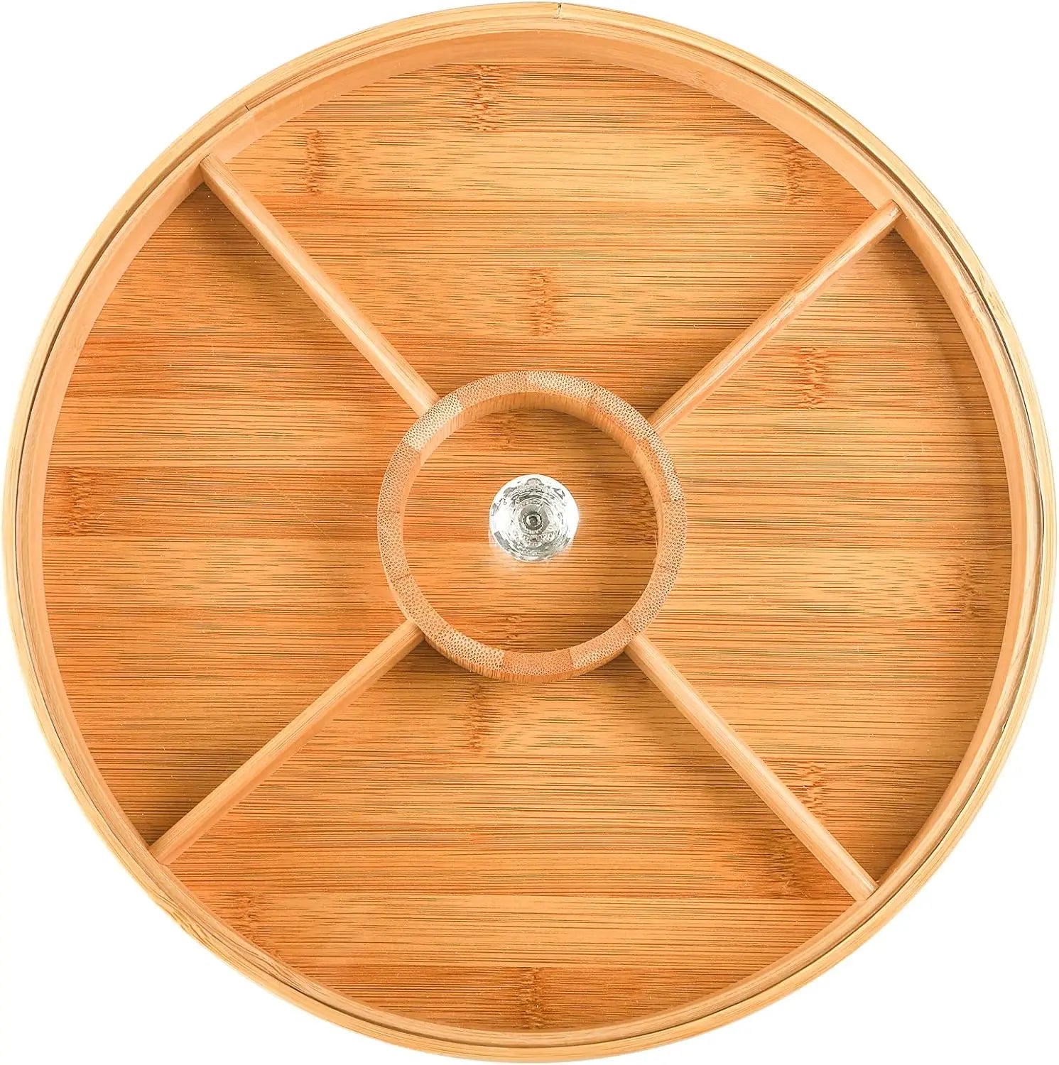 Bamboo Serving Tray with 5 Compartments, 12 Inch Food Platter