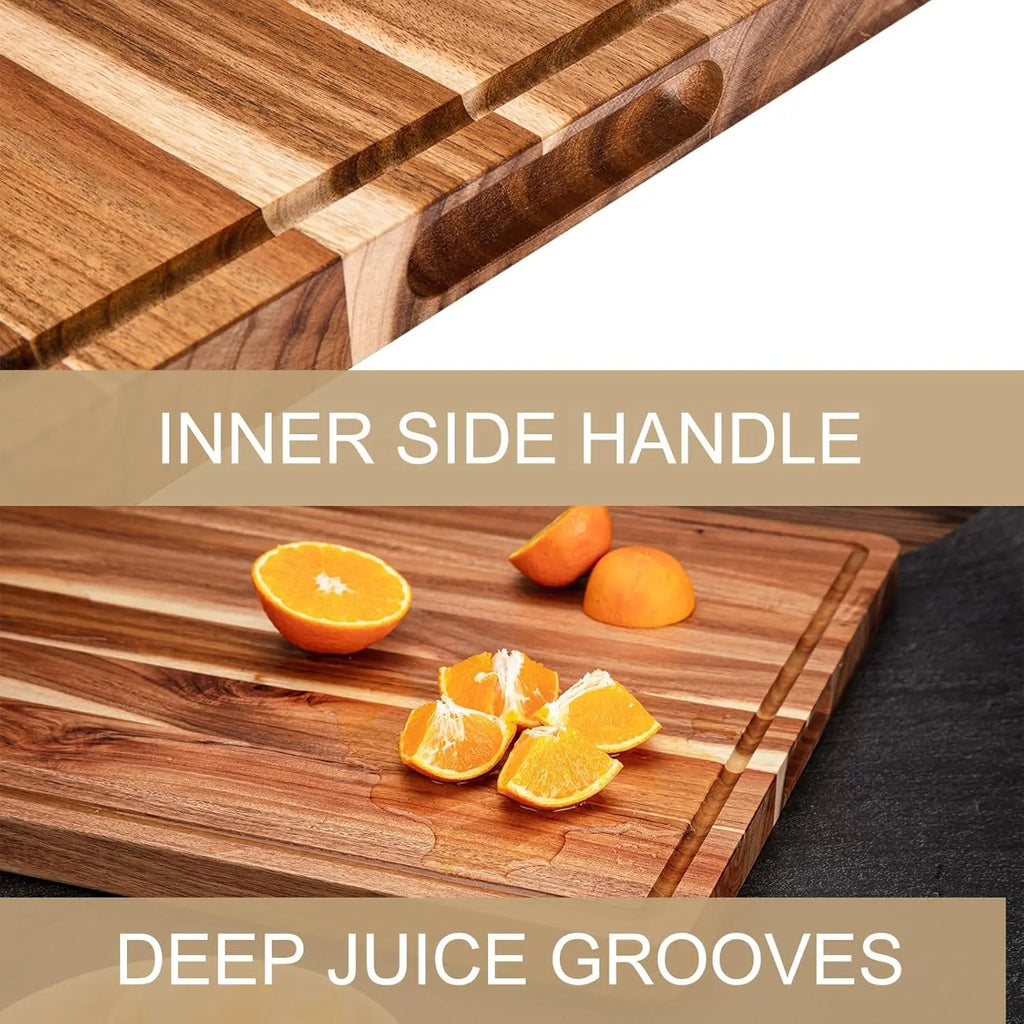 Extra Large Wood Cutting Board with Juice Groove and Handle