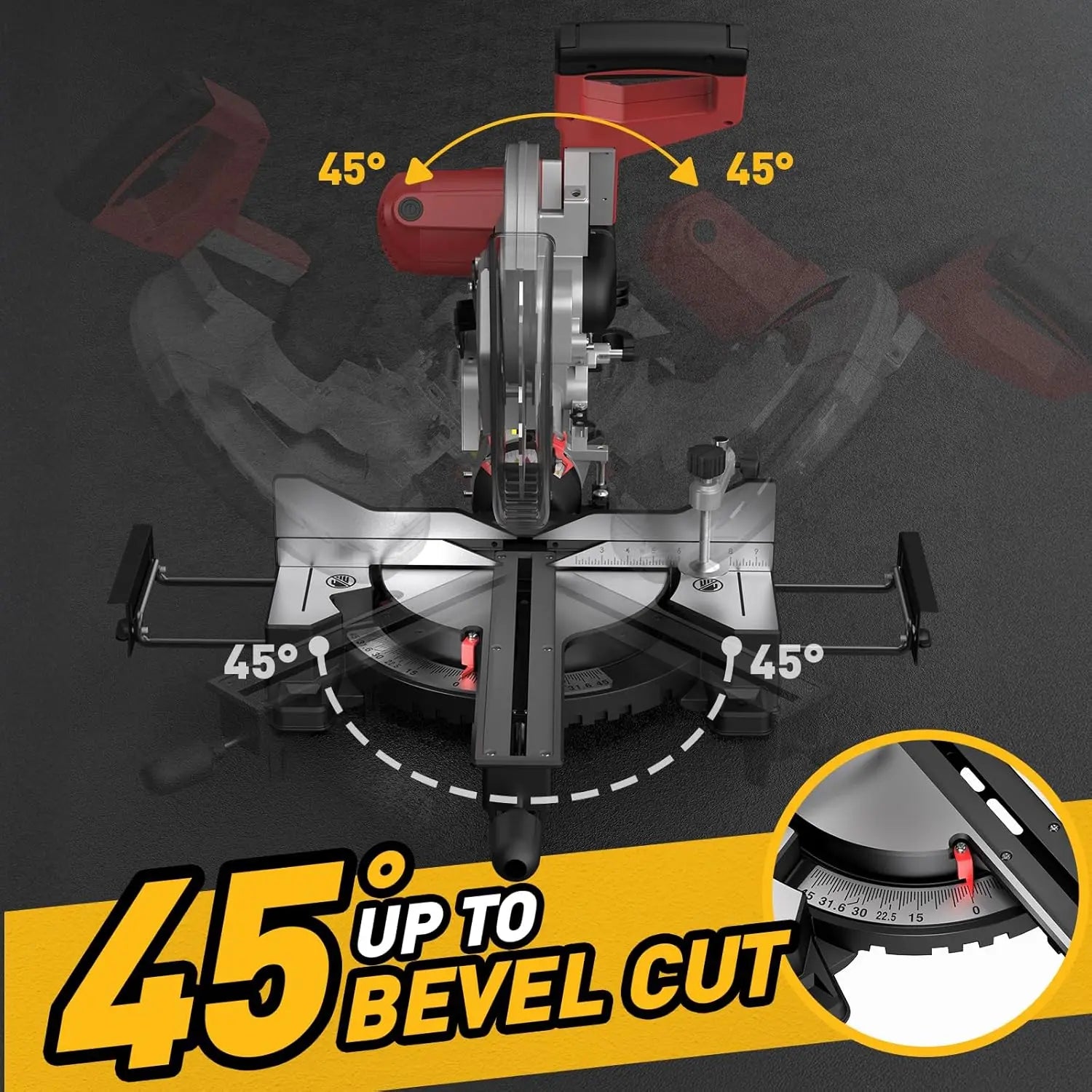 12-Inch Dual-Bevel Sliding Compound Miter Saw, 3800RPM, 0-45°, 15 Amp