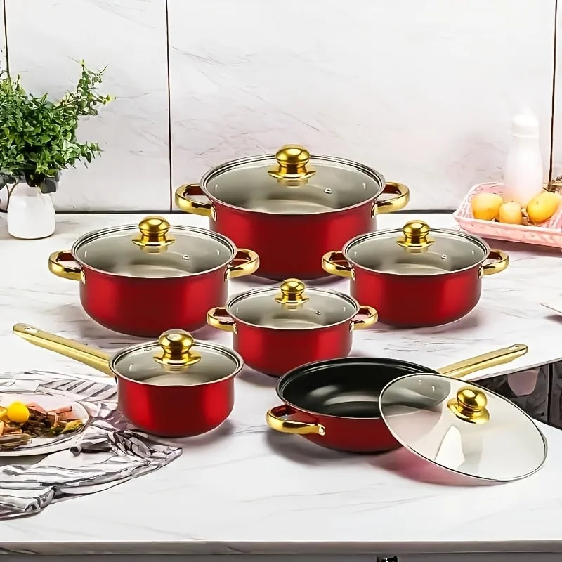 12-Piece Nonstick Fry Pan Set - Induction Cookware for Gas/Electric