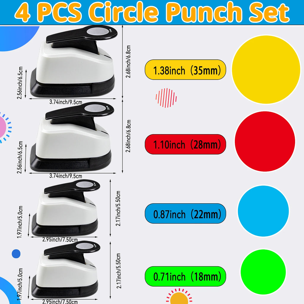 Circle Paper Hole Puncher Tool Set  2 1 inch 50mm 38mm 35mm 28mm 25mm 18mm 16mm 9mm