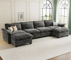 U-Shaped Modular Sectional Sofa, Cloud Couch with Ottoman,